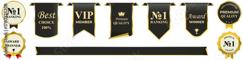 Premium quality vector badge collection featuring elegant golden frames, luxury label designs, and refined decorative tag elements perfect for upscale branding, product packaging, and royal style prom