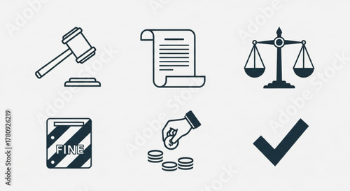 Law and justice icons for legal services