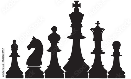 Chess Pieces Silhouette Set – Minimal Black Vector Icons .