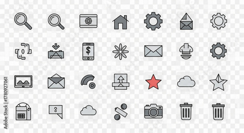 Collection of business and office icons, vector design