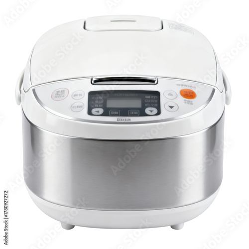 Modern white electric rice cooker kitchen appliance for convenient cooking. household gadget for healthy food
