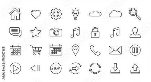 Collection of thin line icons for web design