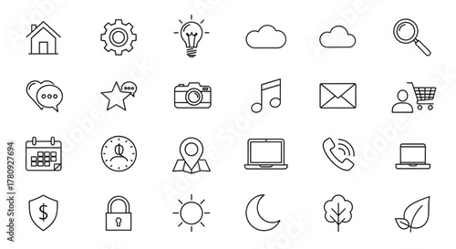Collection of thin line icons for web design