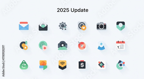 Colorful 2025 update icons for app design