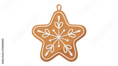 Gingerbread Star Ornament: a meticulously crafted gingerbread star ornament, adorned with intricate icing details, perfect for holiday decor.