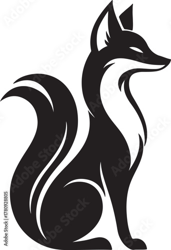 Elegant fox silhouette vector.