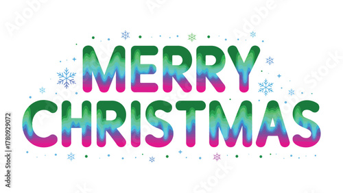 Merry Christmas: Festive holiday message, a vibrant display of holiday cheer, with cheerful lettering and snowflakes.