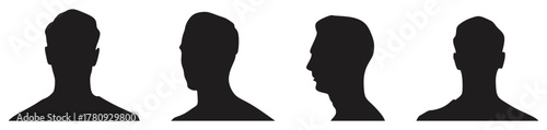 Black male head silhouette profile collection.
