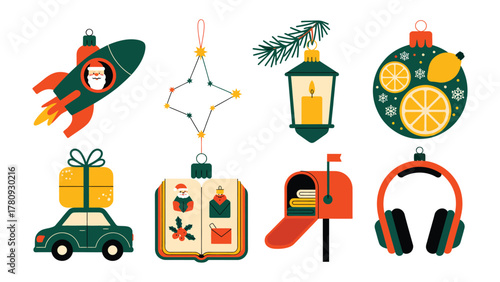 Whimsical Holiday Ornaments: A charming array of festive ornaments. These delightful decorations captures the essence of winter holidays, infusing the scene with cheer, and warmth.