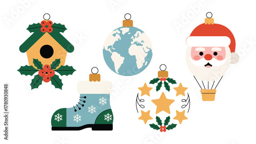 Holiday Ornament Collection: A delightful ensemble of whimsical holiday ornaments, each one designed with its own unique charm, perfect for festive decorating. 