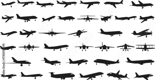 plane graphic, military aircraft icon, commercial jet tte pack, aircraft graphic set