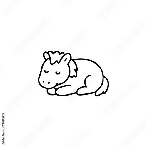 Sleeping pony, line art