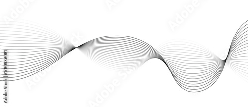 abstract black wavy blend lines background with smooth curved flow and modern gradient motion effect