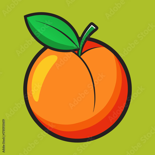 Vibrant Peach Illustration - Fresh Fruit Graphic