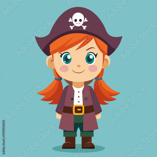 Smiling Pirate Girl Cartoon Character, Children's Theme