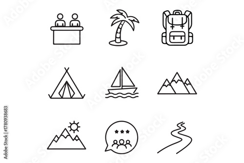 Travel and Adventure Line Icons Collection