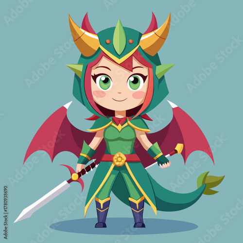 Fantasy Dragon Girl Warrior