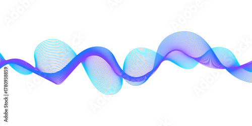 Abstract blue wave lines create a dynamic design and illustration for a tech concept or water sport background