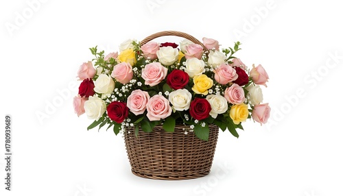 Wallpaper Mural Assortment of colorful roses in a brown woven basket Torontodigital.ca