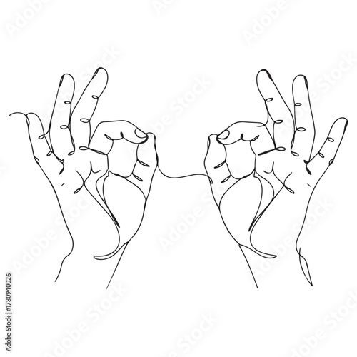 Two Hands Connected by a Pinky Promise in Minimalist Line Art