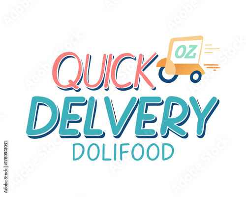 Vector logo of quickly food delivery, courier delivery