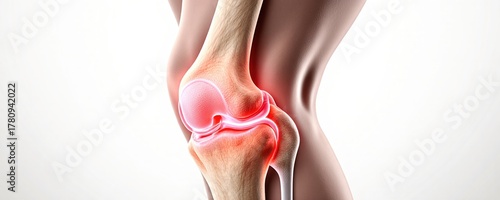Detailed Photorealistic 3D Render of Human Knee Joint Anatomy