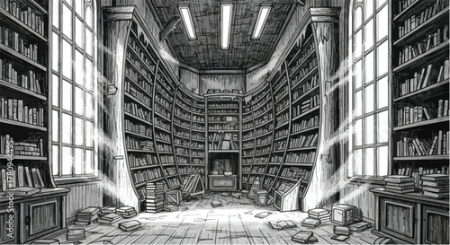 Conceptual drawing of rising staircase leading toward bright light, symbolic architectural art.