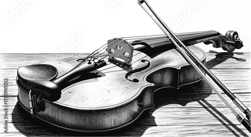 Coastal pier extending into calm sea horizon, monochrome minimalist landscape sketch.