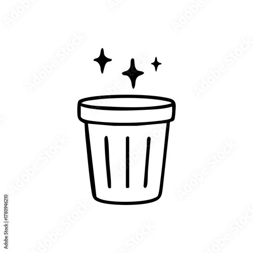 Clean trashcan with sparkles