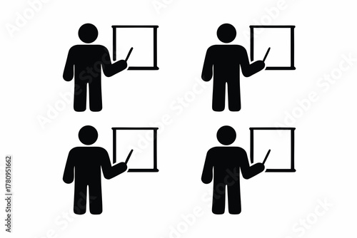 Presentation or seminar icon silhouette vector isolated on white background