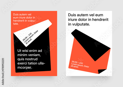 Simple template with geometric shapes and folded sheet of paper. Frame for your message. Layout for flyer, poster or cover.