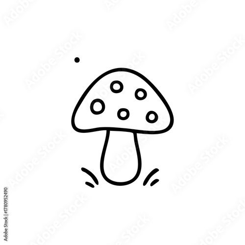 Simple mushroom outline with spotted cap and small detail
