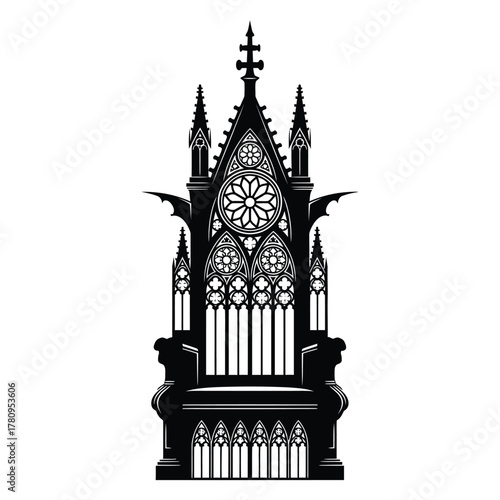 Ornate gothic throne architectural element vector silhouette art