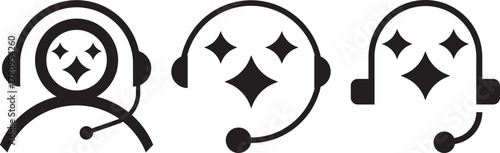 ai customer service icon set. chat headphone sign. Customer Support and Communication.  Virtual help chat bot with headset