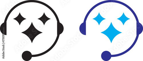 ai customer service icon set. chat headphone sign. Customer Support and Communication.  Virtual help chat bot with headset. customer support bots.  Ideal for virtual help tools