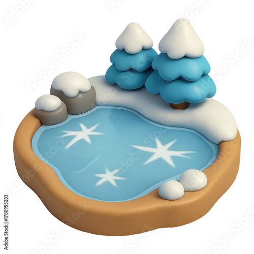 Charming Frozen Pond 3D Decoration for Holiday Winter Wonderland