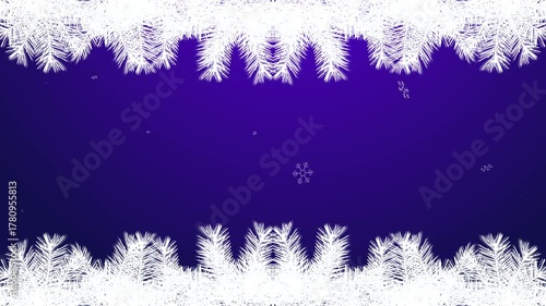 Animated festive video White pine branches on night blue Christmas background Snowflakes falling Holiday mood Copy space for custom text Holiday greetings video intros seasonal ads social media posts