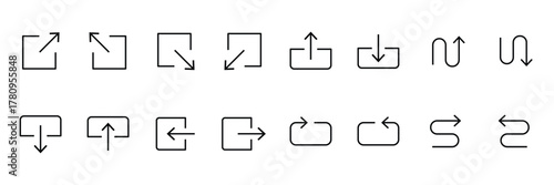 Collection of arrow icons in a box. Box icon. Arrow icon. Direction icon. Vector illustration
