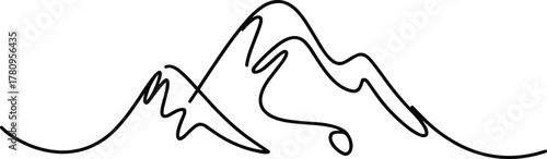Abstract black line art mountain range black and white