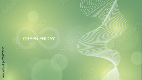 Green Friday Eco-Friendly Sale Banner. Green Friday promotional banner with soft gradient background. Perfect for sustainable shopping campaigns, business and marketing. Vector illustration