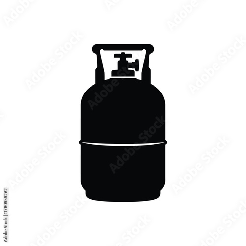 Propane gas cylinder icon, fuel tank silhouette symbol isolated
