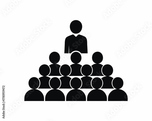 Leader speaking to audience silhouette vector isolated on white background