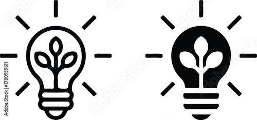 light bulb eco leaf icon set vector illustration design