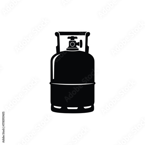 Black silhouette gas cylinder icon for energy and fuel supply