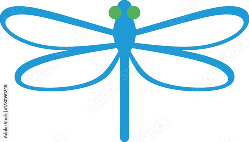 Minimalist blue dragonfly icon