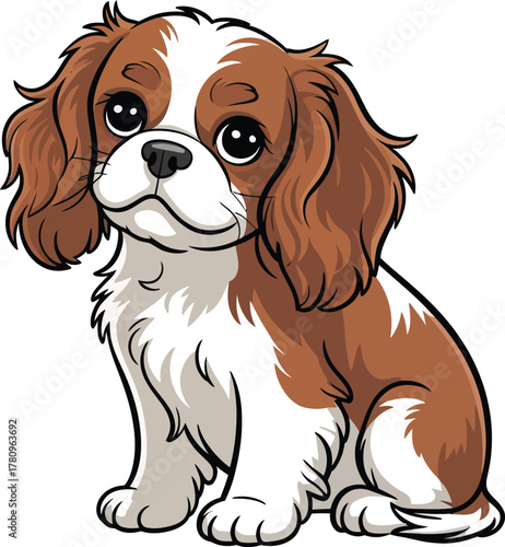 Cute cartoon a illustrator vector cavalier king charles spaniel