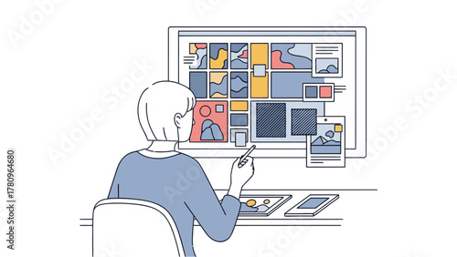 Person Working on Graphic Design Project on Computer.