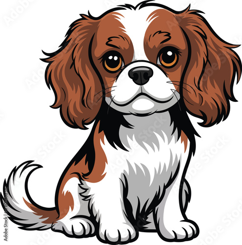 Cute cartoon a illustrator vector cavalier king charles spaniel