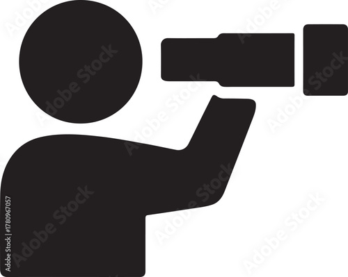 Visionary leadership icon showing telescope view, symbol of foresight and future goals.