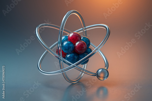 Atomic Model with Red and Blue Spheres